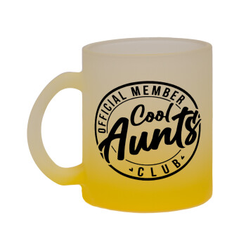 Cool Aunts club, Κούπα γυάλινη δίχρωμη με βάση το κίτρινο ματ, 330ml