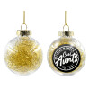 Transparent Christmas tree ball ornament with gold filling 8cm
