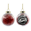 Transparent Christmas tree ball ornament with red filling 8cm