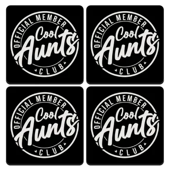 Cool Aunts club, ΣΕΤ 4 Σουβέρ ξύλινα τετράγωνα (9cm)