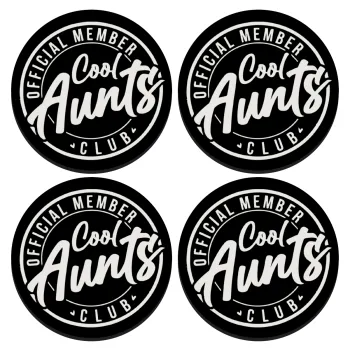 Cool Aunts club, ΣΕΤ 4 Σουβέρ ξύλινα στρογγυλά (9cm)