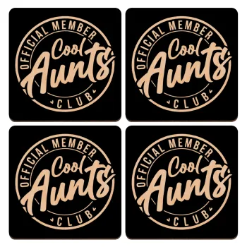 Cool Aunts club, ΣΕΤ x4 Σουβέρ ξύλινα τετράγωνα plywood (9cm)