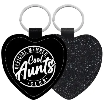 Cool Aunts club, Μπρελόκ PU δερμάτινο glitter καρδιά ΜΑΥΡΟ