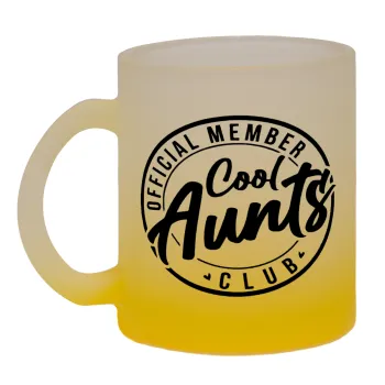 Cool Aunts club, Κούπα γυάλινη δίχρωμη με βάση το κίτρινο ματ, 330ml