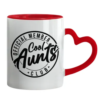 Cool Aunts club, Mug heart red handle, ceramic, 330ml