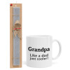 Grandpa, like a dad, just cooler, Πασχαλινό Σετ, Κούπα κεραμική (330ml) & πασχαλινή λαμπάδα αρωματική πλακέ (30cm) (ΓΚΡΙ)