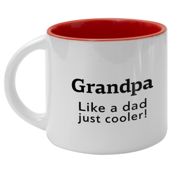 Grandpa, like a dad, just cooler, Κούπα κεραμική 400ml Λευκή/Κόκκινη