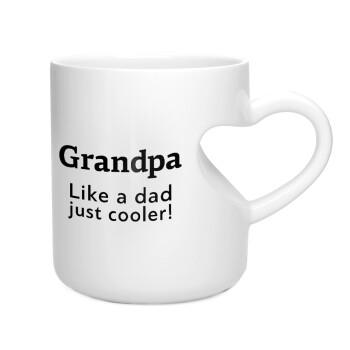 Grandpa, like a dad, just cooler, Κούπα καρδιά λευκή, κεραμική, 330ml