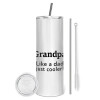 Tumbler stainless steel 600ml, with metal straw & cleaning brush
