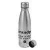 Metallic water bottle, stainless steel, 750ml