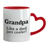 Mug heart red handle, ceramic, 330ml