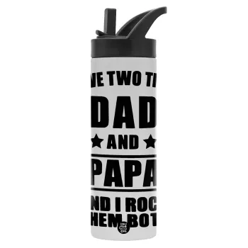 I have two title, DAD & PAPA, Μεταλλικό παγούρι θερμός με καλαμάκι & χειρολαβή, ανοξείδωτο ατσάλι (Stainless steel 304), διπλού τοιχώματος, 600ml