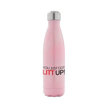 Suits You Just Got Litt Up! , Metal mug thermos Pink Iridiscent (Stainless steel), double wall, 500ml