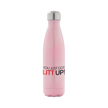 Suits You Just Got Litt Up! , Μεταλλικό παγούρι θερμός Ροζ Ιριδίζον (Stainless steel), διπλού τοιχώματος, 500ml