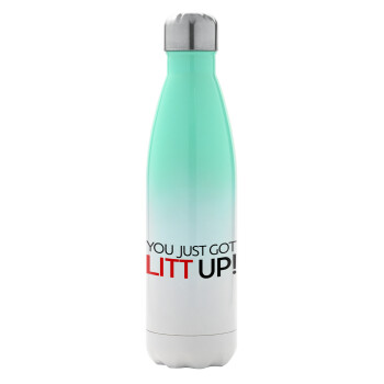 Suits You Just Got Litt Up! , Metal mug thermos Green/White (Stainless steel), double wall, 500ml