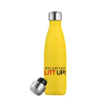Suits You Just Got Litt Up! , Μεταλλικό παγούρι θερμός Κίτρινος (Stainless steel), διπλού τοιχώματος, 500ml