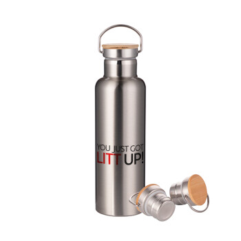 Suits You Just Got Litt Up! , Stainless steel Silver with wooden lid (bamboo), double wall, 750ml