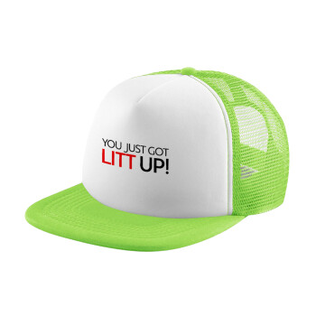 Suits You Just Got Litt Up! , Καπέλο Soft Trucker με Δίχτυ Πράσινο/Λευκό