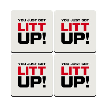 Suits You Just Got Litt Up! , ΣΕΤ 4 Σουβέρ ξύλινα τετράγωνα (9cm)