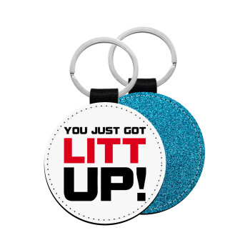 Suits You Just Got Litt Up! , Μπρελόκ Δερματίνη, στρογγυλό ΜΠΛΕ (5cm)