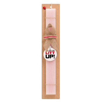 Suits You Just Got Litt Up! , Easter Set, wooden keychain & scented flat Easter candle (30cm) (PINK)