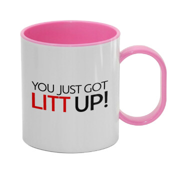Suits You Just Got Litt Up! , Κούπα (πλαστική) (BPA-FREE) Polymer Ροζ για παιδιά, 330ml