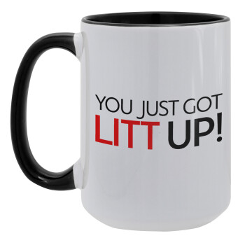 Suits You Just Got Litt Up! , Κούπα Mega 15oz, κεραμική Μαύρη, 450ml