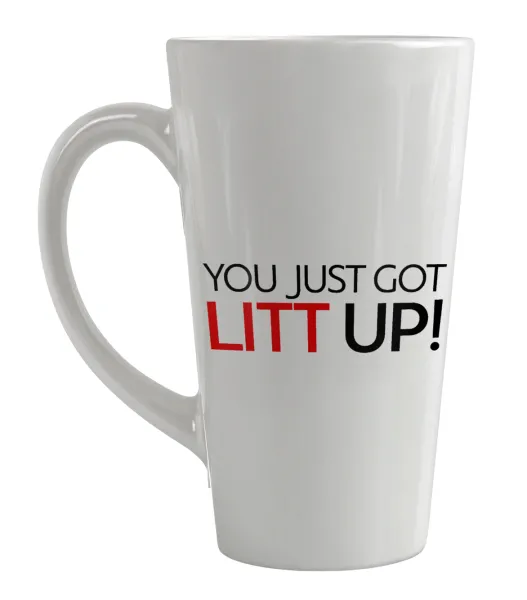 Suits You Just Got Litt Up! — Large tapered latte mug, ceramic, 450ml
