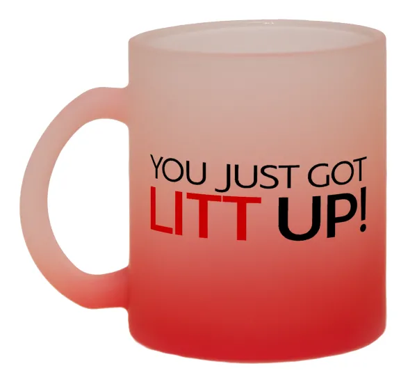 Suits You Just Got Litt Up! — Κούπα γυάλινη δίχρωμη με βάση το κόκκινο ματ, 330ml