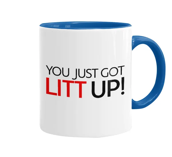 Suits You Just Got Litt Up! — Κούπα χρωματιστή μπλε, κεραμική, 330ml