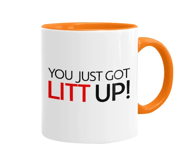 Suits You Just Got Litt Up! — Κούπα χρωματιστή πορτοκαλί, κεραμική, 330ml