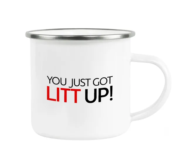 Suits You Just Got Litt Up! — Metallic enamel cup white 360ml