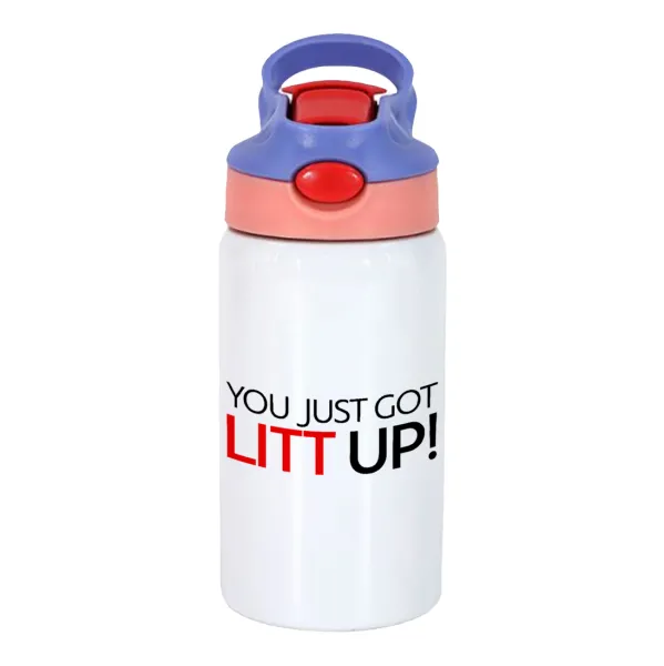 Suits You Just Got Litt Up! — Παιδικό παγούρι θερμό, ανοξείδωτο, με καλαμάκι ασφαλείας, ροζ/μωβ (350ml)