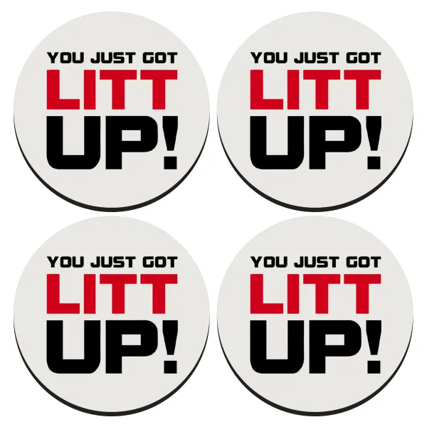 Suits You Just Got Litt Up! — ΣΕΤ 4 Σουβέρ ξύλινα στρογγυλά (9cm)