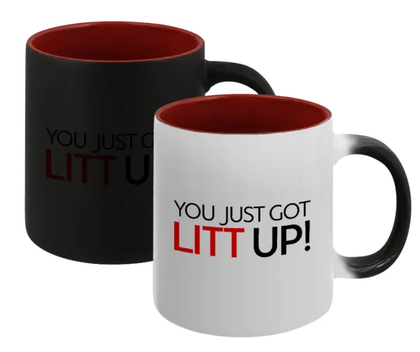 Suits You Just Got Litt Up! — Κούπα Μαγική εσωτερικό κόκκινο, κεραμική, 330ml που αλλάζει χρώμα με το ζεστό ρόφημα
