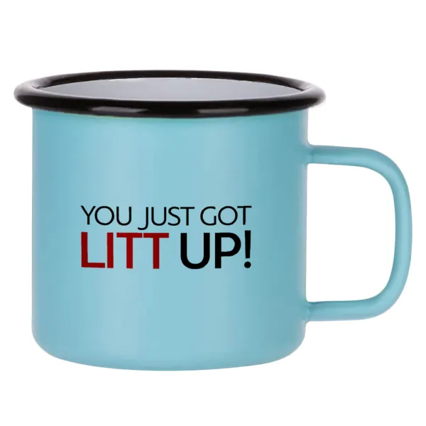 Suits You Just Got Litt Up! — Κούπα Μεταλλική εμαγιέ ΜΑΤ σιέλ 360ml