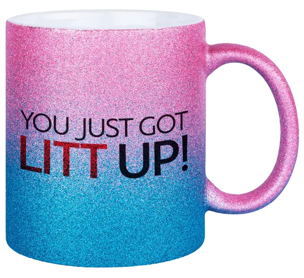 Suits You Just Got Litt Up! — Κούπα Χρυσή/Μπλε Glitter, κεραμική, 330ml