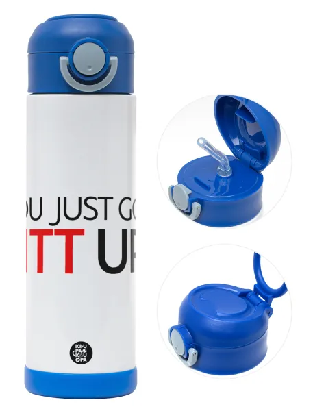 Suits You Just Got Litt Up! — Παιδικό παγούρι θερμό, ανοξείδωτο, με καλαμάκι ασφαλείας, ΜΠΛΕ (500ml)