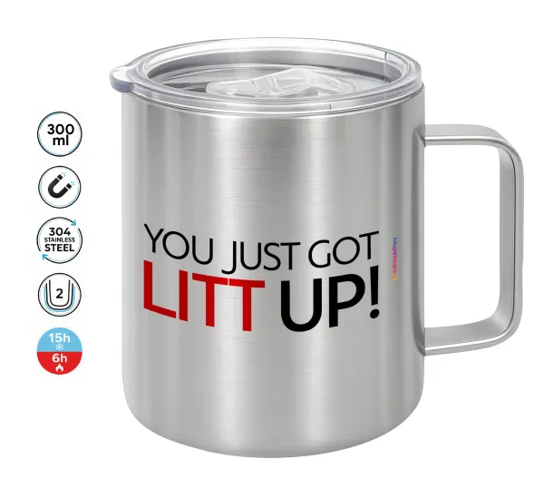 Suits You Just Got Litt Up! — Double-walled stainless steel mug 300ml with temperature-retaining lid