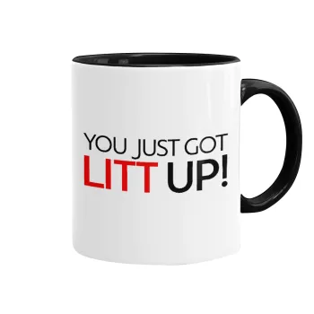 Suits You Just Got Litt Up! , Κούπα χρωματιστή μαύρη, κεραμική, 330ml