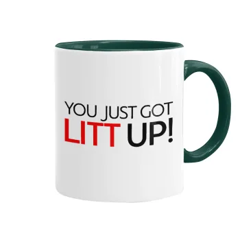 Suits You Just Got Litt Up! , Mug colored green, ceramic, 330ml