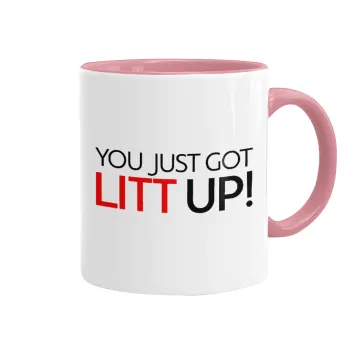 Suits You Just Got Litt Up! , Κούπα χρωματιστή ροζ, κεραμική, 330ml