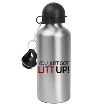 Suits You Just Got Litt Up! , Μεταλλικό παγούρι νερού, Ασημένιο, αλουμινίου 500ml