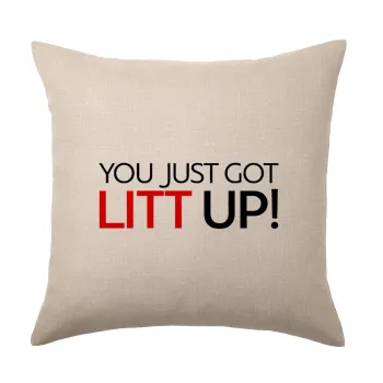 Suits You Just Got Litt Up! , Μαξιλάρι καναπέ ΛΙΝΟ 40x40cm περιέχεται το  γέμισμα