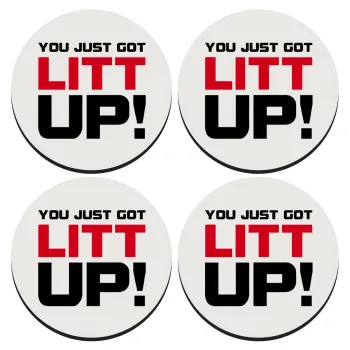 Suits You Just Got Litt Up! , ΣΕΤ 4 Σουβέρ ξύλινα στρογγυλά (9cm)
