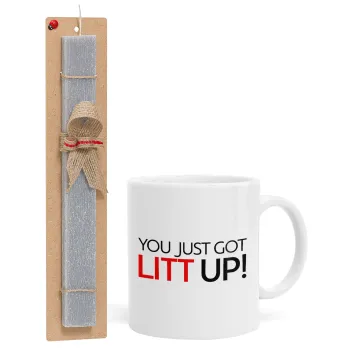 Suits You Just Got Litt Up! , Πασχαλινή Λαμπάδα με Κούπα κεραμική (330ml) & κερί αρωματικό πλακέ (30cm) (ΓΚΡΙ)