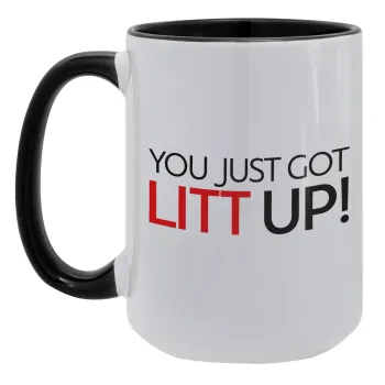 Suits You Just Got Litt Up! , Κούπα Mega 15oz, κεραμική Μαύρη, 450ml
