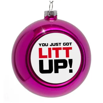Suits You Just Got Litt Up! , Purple Christmas tree ornament bauble 8cm