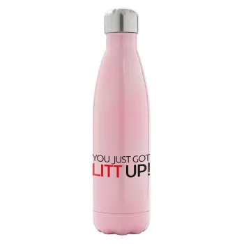 Suits You Just Got Litt Up! , Μεταλλικό παγούρι θερμός Ροζ Ιριδίζον (Stainless steel), διπλού τοιχώματος, 500ml