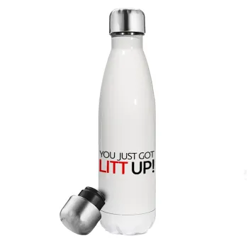 Suits You Just Got Litt Up! , Metal mug thermos White (Stainless steel), double wall, 500ml